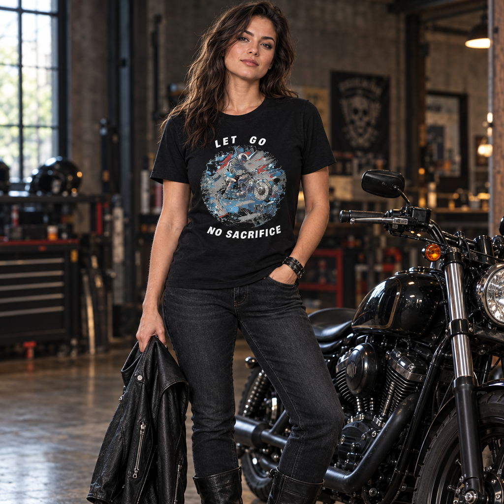 Femme style motard portant le t-shirt